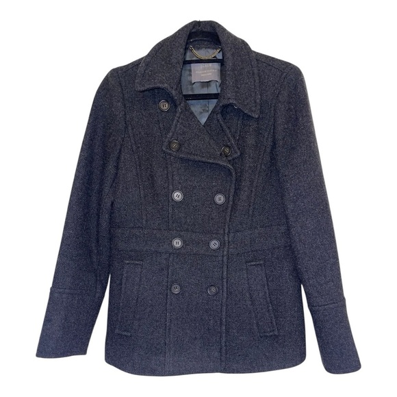 J. Crew Charcoal Dark Gray Stadium Cloth Nello Gore Wool Blend Pea Coat - Picture 2 of 11